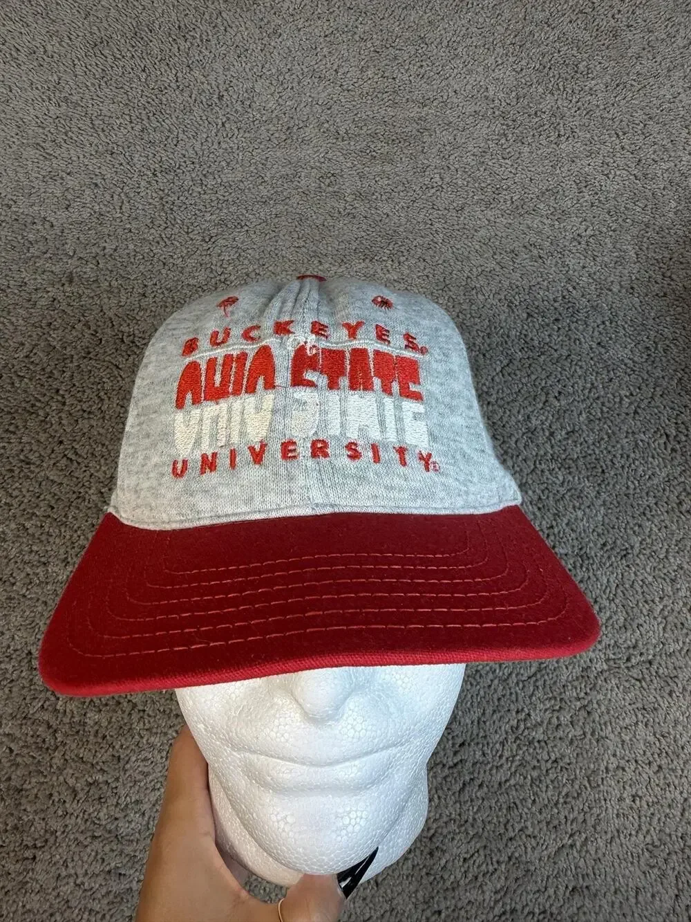 Ohio State Buckeyes Hat Mens One Size Gray Strap Back Football Team Apparel